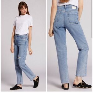 Current Elliot Soulmate High Rise Slim Straight Leg Jean Camino Blue Sz 25